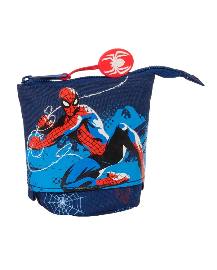 Astuccio Portapenne Spider-Man Neon Blu Marino 8 x 19 x 6 cm