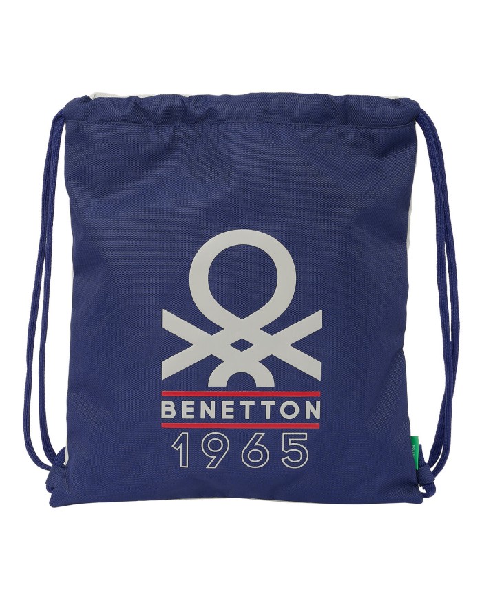 Zainetto con Cordini Benetton Varsity Grigio Blu Marino 35 x 40 x 1 cm