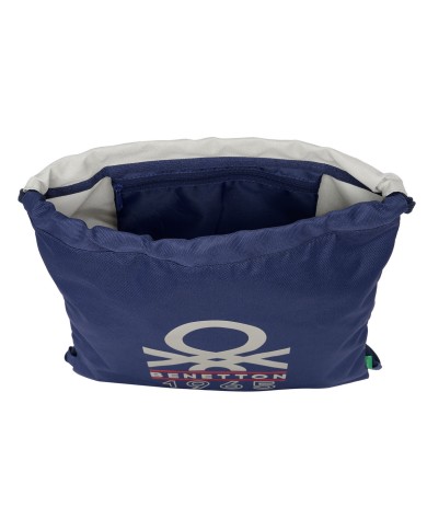 Zainetto con Cordini Benetton Varsity Grigio Blu Marino 35 x 40 x 1 cm Zainetto con Cordini Benetton Varsity Grigio Blu Marino 35 x 40 x 1 cm