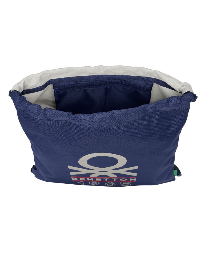 Zainetto con Cordini Benetton Varsity Grigio Blu Marino 35 x 40 x 1 cm