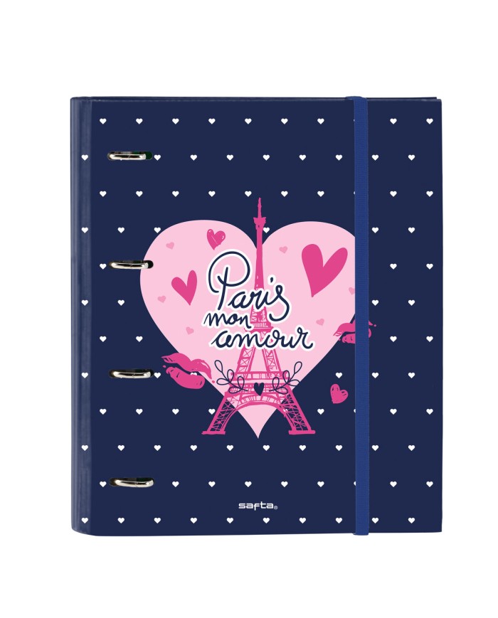 Raccoglitore ad anelli Safta Paris Rosa Blu Marino 27 x 32 x 3.5 cm