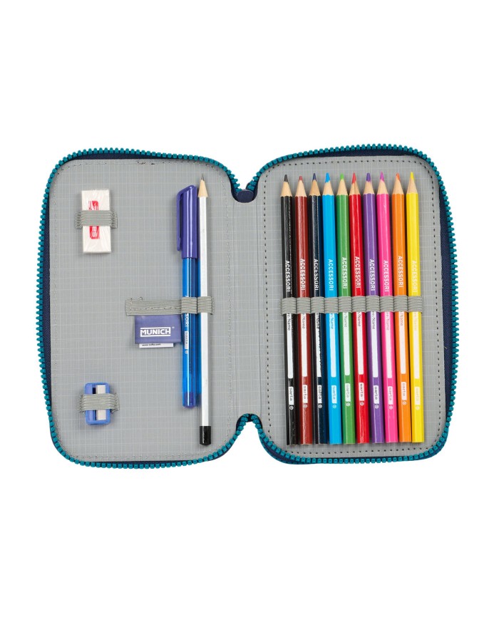 Astuccio Doppio Munich Nautic Blu Marino 12.5 x 19.5 x 4 cm 28 Pezzi