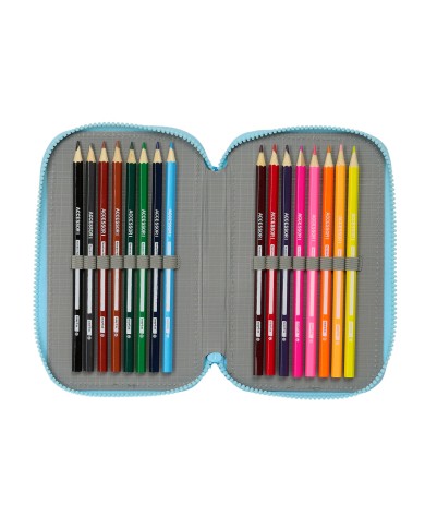 Plumier Triplo Bluey Blu cielo 12,5 x 19,5 x 5,5 cm 36 Pezzi