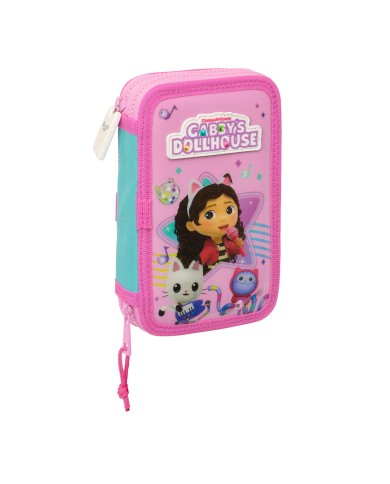 Astuccio Doppio Gabby's Dollhouse Party Rosa 12.5 x 19.5 x 4 cm 28 Pezzi