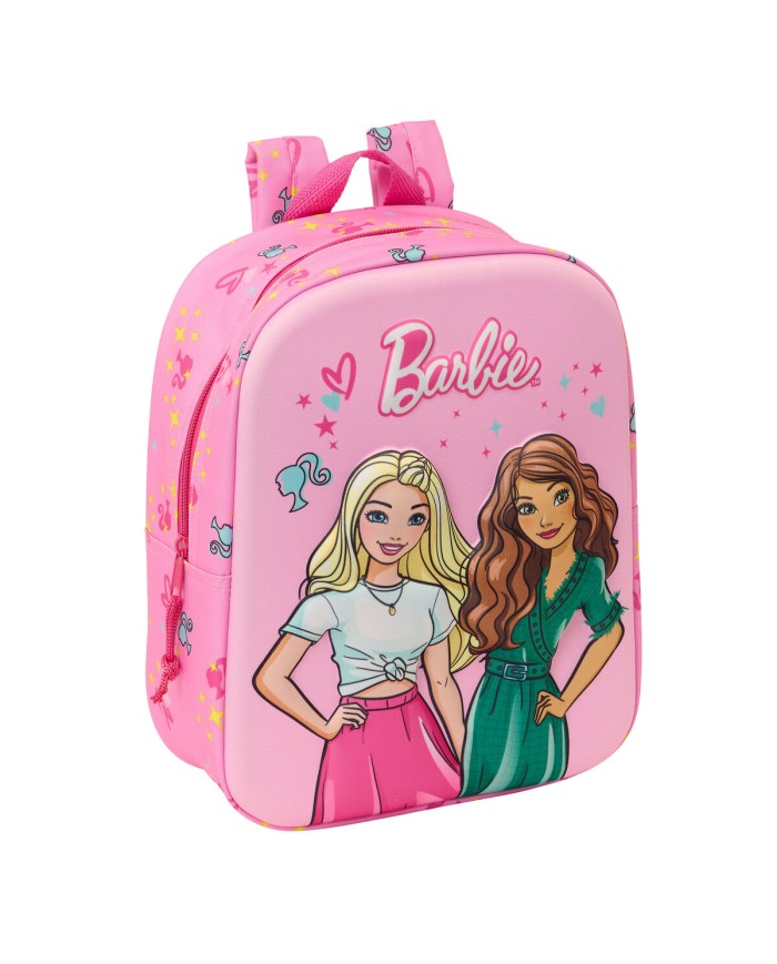 Zaino Scuola Barbie Rosa Fucsia 22 x 27 x 10 cm 3D