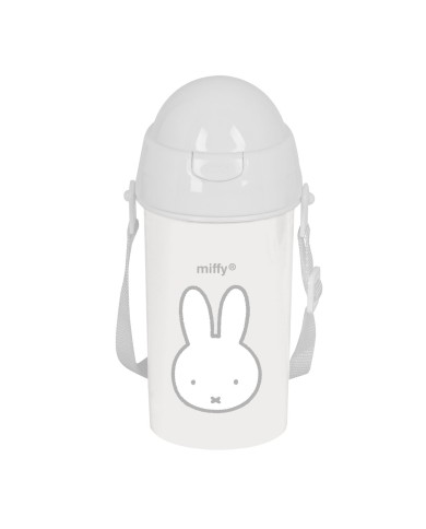 Bottiglia con Tappo e Cannuccia Miffy Niebla Grigio PVC 500 ml