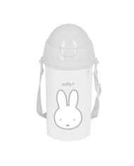 Bottiglia con Tappo e Cannuccia Miffy Niebla Grigio PVC 500 ml