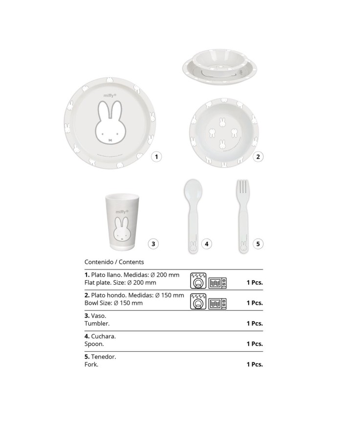 Set di stoviglie per bambini Miffy Niebla (5 Pezzi) Set di stoviglie per bambini Miffy Niebla (5 Pezzi)