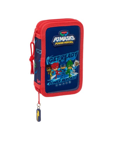 Astuccio Scuola PJ Masks Ready Blu Marino 12.5 x 19.5 x 4 cm 28 Pezzi