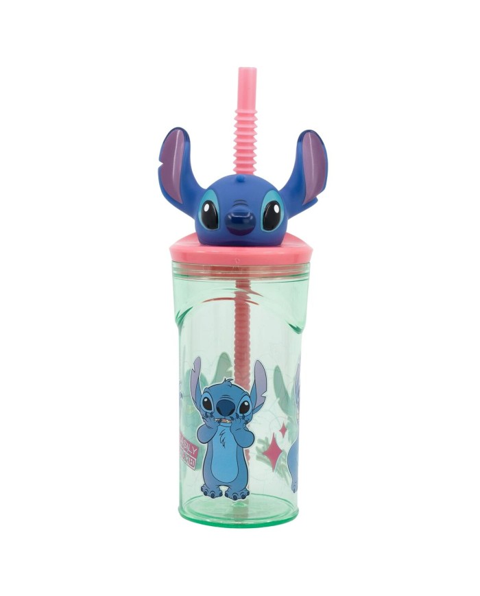 Bicchiere con Cannuccia Stitch Sweet Azzurro Lilla PVC 360 ml 3D