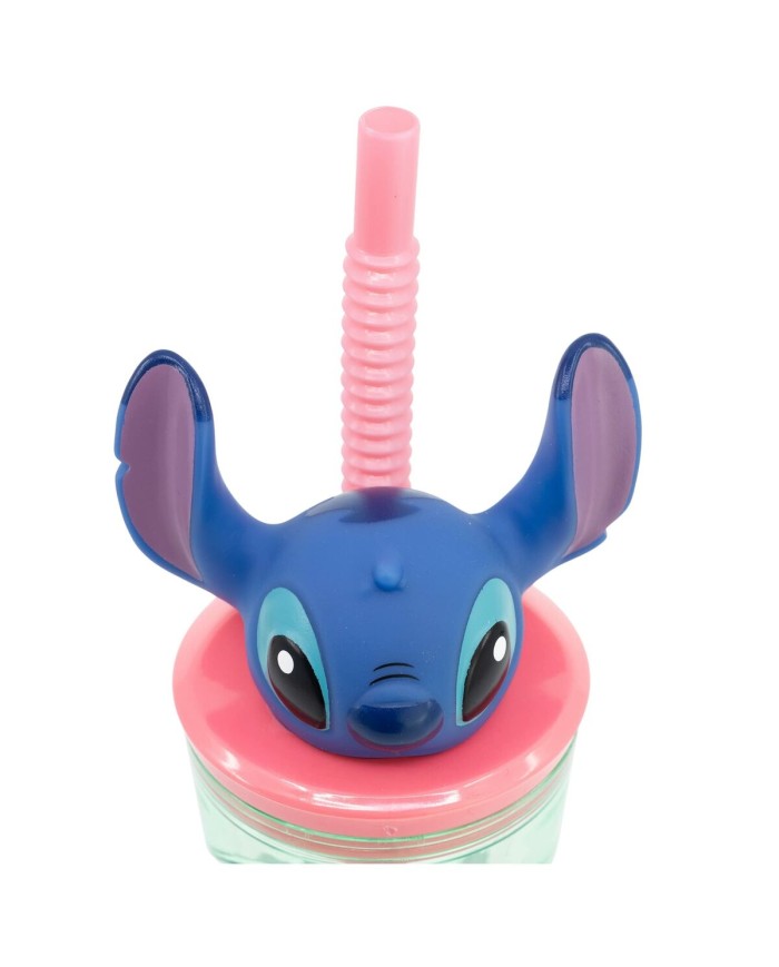 Bicchiere con Cannuccia Stitch Sweet Azzurro Lilla PVC 360 ml 3D