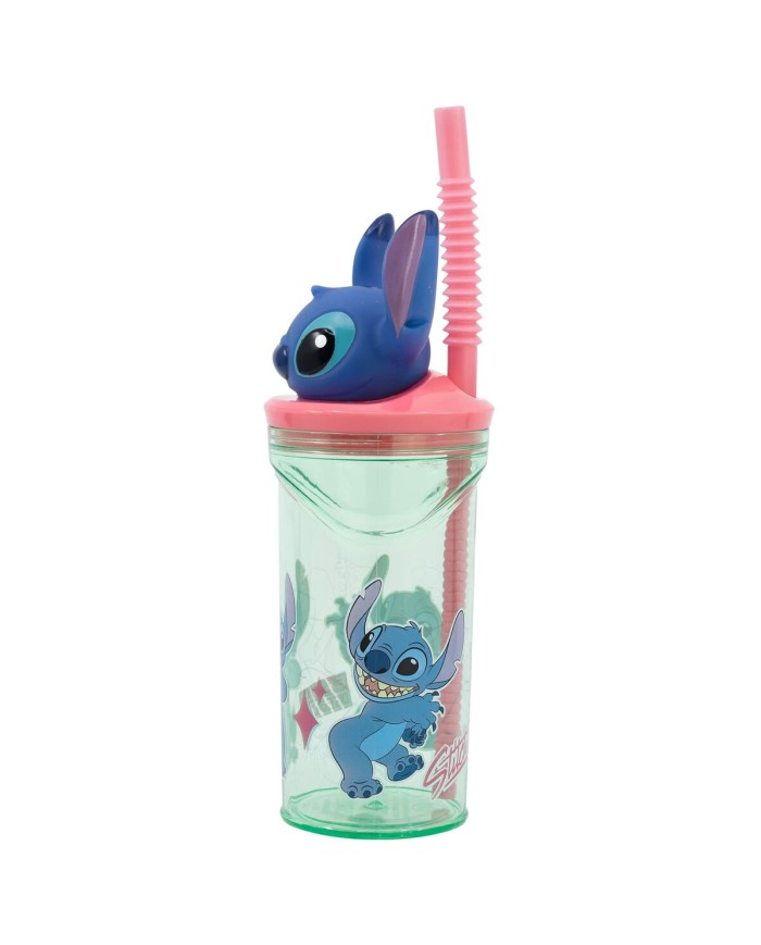 Bicchiere con Cannuccia Stitch Sweet Azzurro Lilla PVC 360 ml 3D