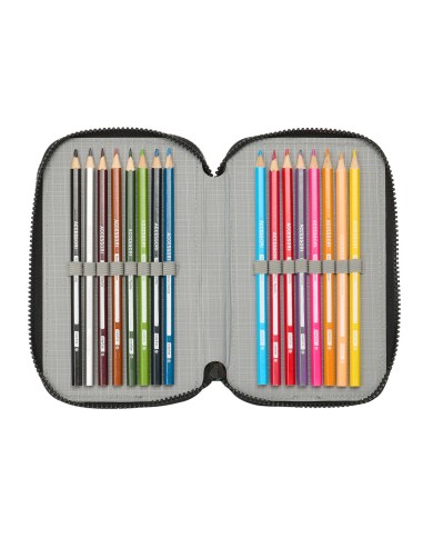 Plumier Triplo Teenage Mutant Ninja Turtles Nero Grigio 12,5 x 19,5 x 5,5 cm 36 Pezzi