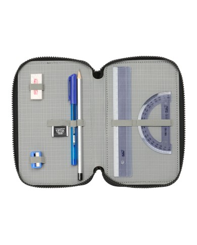 Plumier Triplo Teenage Mutant Ninja Turtles Nero Grigio 12,5 x 19,5 x 5,5 cm 36 Pezzi