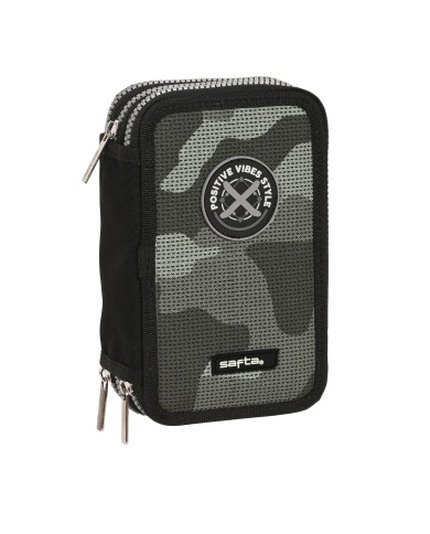 Astuccio per la Scuola con Accessori Safta Stone Nero 12.5 x 19.5 x 5.5 cm 36 Pezzi