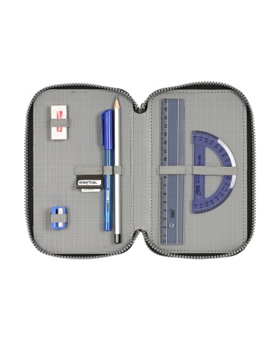 Astuccio per la Scuola con Accessori Safta Stone Nero 12.5 x 19.5 x 5.5 cm 36 Pezzi