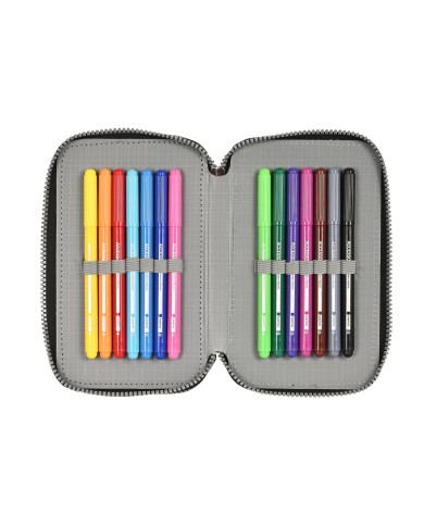 Astuccio per la Scuola con Accessori Safta Stone Nero 12.5 x 19.5 x 5.5 cm 36 Pezzi