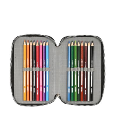 Astuccio per la Scuola con Accessori Safta Stone Nero 12.5 x 19.5 x 5.5 cm 36 Pezzi