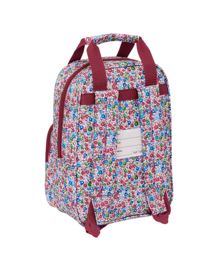 Zaino Scuola Nait Nait Flores coimbra burdeos Bordeaux 20 x 28 x 8 cm