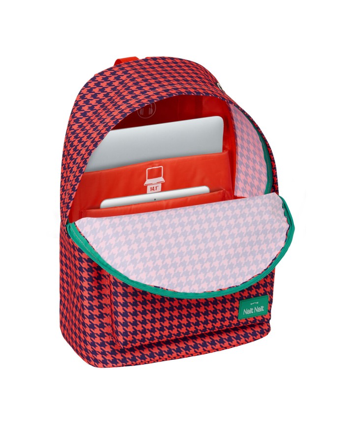 Zaino per Portatile Nait Nait Pata de gallo coral Corallo 31 x 41 x 16 cm Zaino per Portatile Nait Nait Pata de gallo coral Corallo 31 x 41 x 16 cm