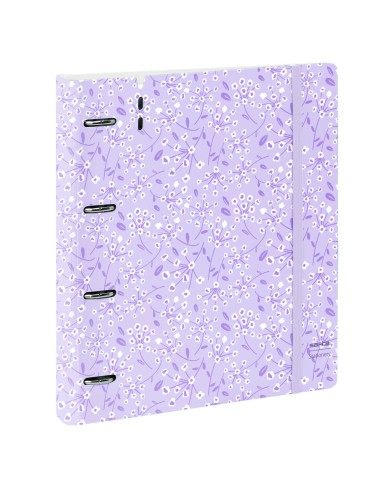 Raccoglitore ad anelli Safta Light purple flowers Viola 27 X 32 X 4 cm