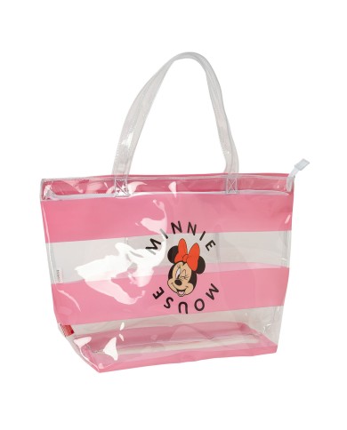 Borsa Donna Minnie Mouse Beach Rosa Trasparente Borsa Donna Minnie Mouse Beach Rosa Trasparente