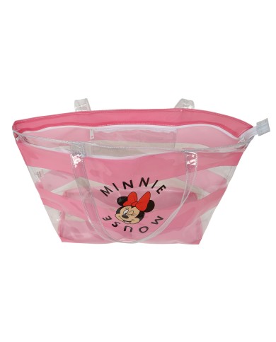 Borsa Donna Minnie Mouse Beach Rosa Trasparente Borsa Donna Minnie Mouse Beach Rosa Trasparente