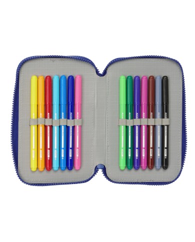 Astuccio Doppio F.C. Barcelona Rosso Granato Blu Marino 12.5 x 19.5 x 4 cm 28 Pezzi