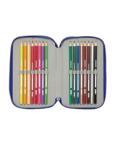 Plumier Triplo F.C. Barcelona 24/25 Rosso Granato Blu Marino 12,5 x 19,5 x 5,5 cm 36 Pezzi