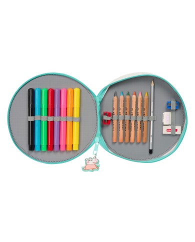 Astuccio per la Scuola con Accessori Peppa Pig Pretty flowers Giallo Menta 18 Pezzi