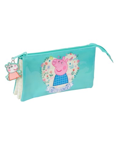 Portaoggetti Triplo Peppa Pig Pretty flowers Giallo Menta 22 x 12 x 3 cm