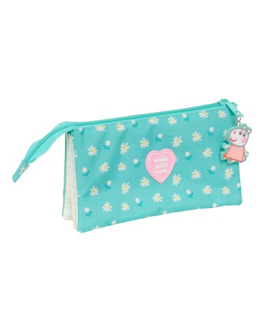 Portaoggetti Triplo Peppa Pig Pretty flowers Giallo Menta 22 x 12 x 3 cm