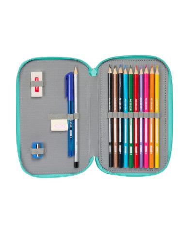 Astuccio per la Scuola con Accessori Peppa Pig Pretty flowers Giallo Menta 12.5 x 19.5 x 4 cm 29 Pezzi