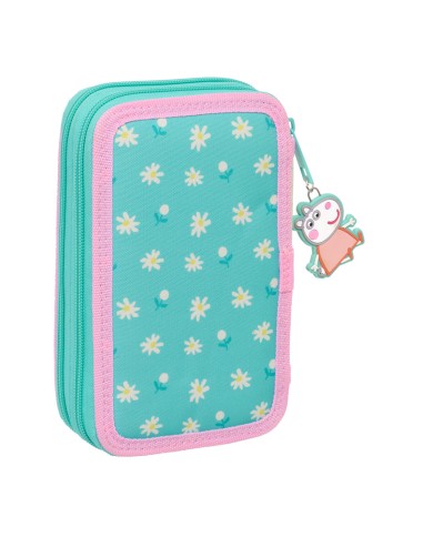 Astuccio per la Scuola con Accessori Peppa Pig Pretty flowers Giallo Menta 12.5 x 19.5 x 4 cm 29 Pezzi