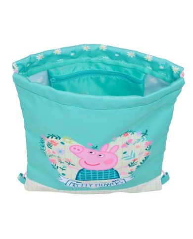 Zainetto con Cordini Peppa Pig Pretty flowers Giallo Menta 26 x 34 x 1 cm