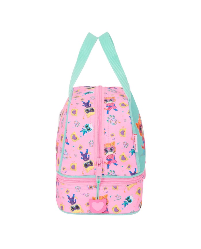 Portamerenda SuperKitties Rosa Turchese 20 x 20 x 15 cm Portamerenda SuperKitties Rosa Turchese 20 x 20 x 15 cm