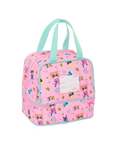 Portamerenda SuperKitties Rosa Turchese 20 x 20 x 15 cm Portamerenda SuperKitties Rosa Turchese 20 x 20 x 15 cm