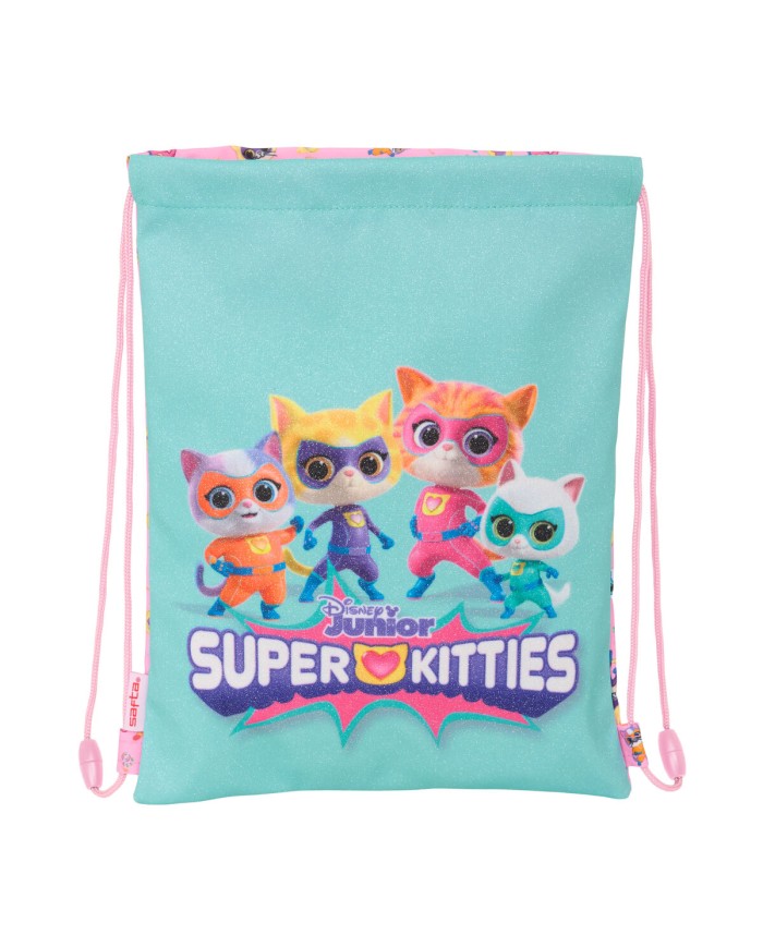 Zainetto con Cordini SuperKitties Rosa Turchese 26 x 34 x 1 cm Zainetto con Cordini SuperKitties Rosa Turchese 26 x 34 x 1 cm