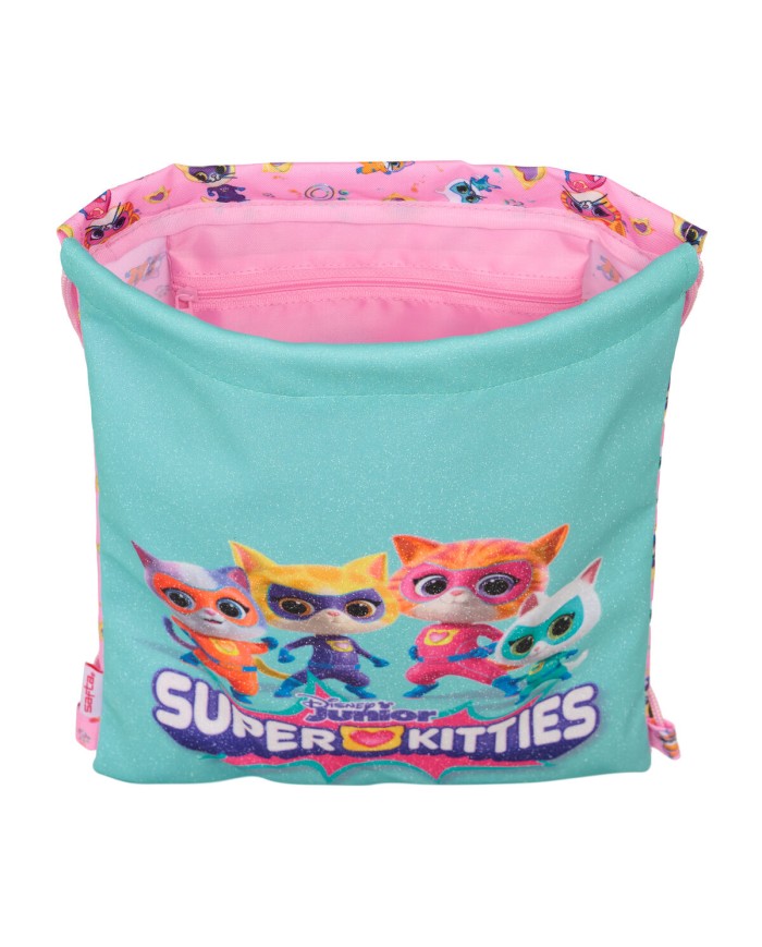 Zainetto con Cordini SuperKitties Rosa Turchese 26 x 34 x 1 cm Zainetto con Cordini SuperKitties Rosa Turchese 26 x 34 x 1 cm