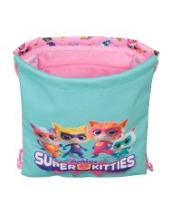 Zainetto con Cordini SuperKitties Rosa Turchese 26 x 34 x 1 cm Zainetto con Cordini SuperKitties Rosa Turchese 26 x 34 x 1 cm