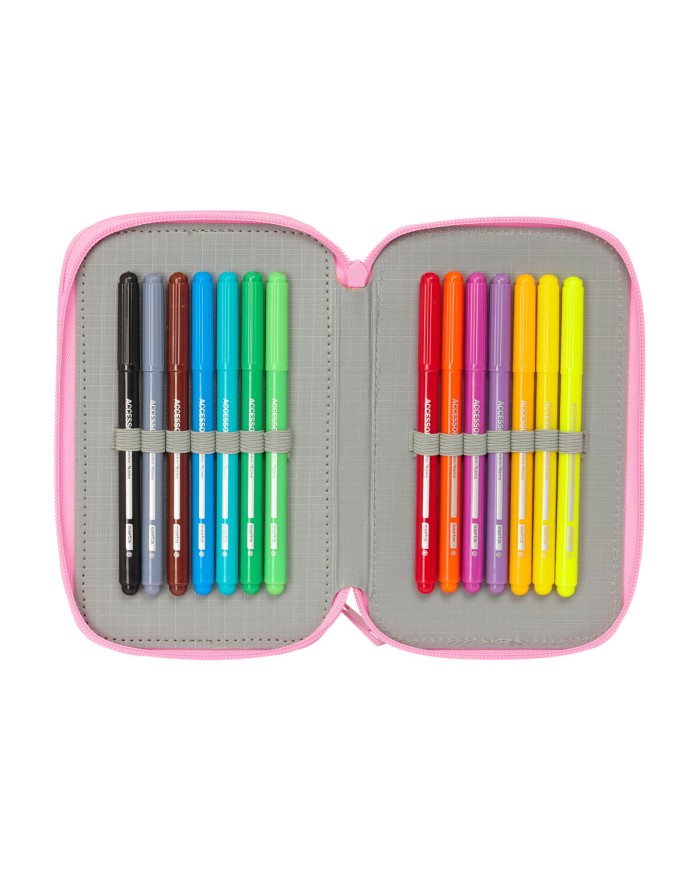 Plumier Triplo SuperKitties Rosa Turchese 12,5 x 19,5 x 5,5 cm 37 Pezzi Plumier Triplo SuperKitties Rosa Turchese 12,5 x 19,5 x 5,5 cm 37 Pezzi