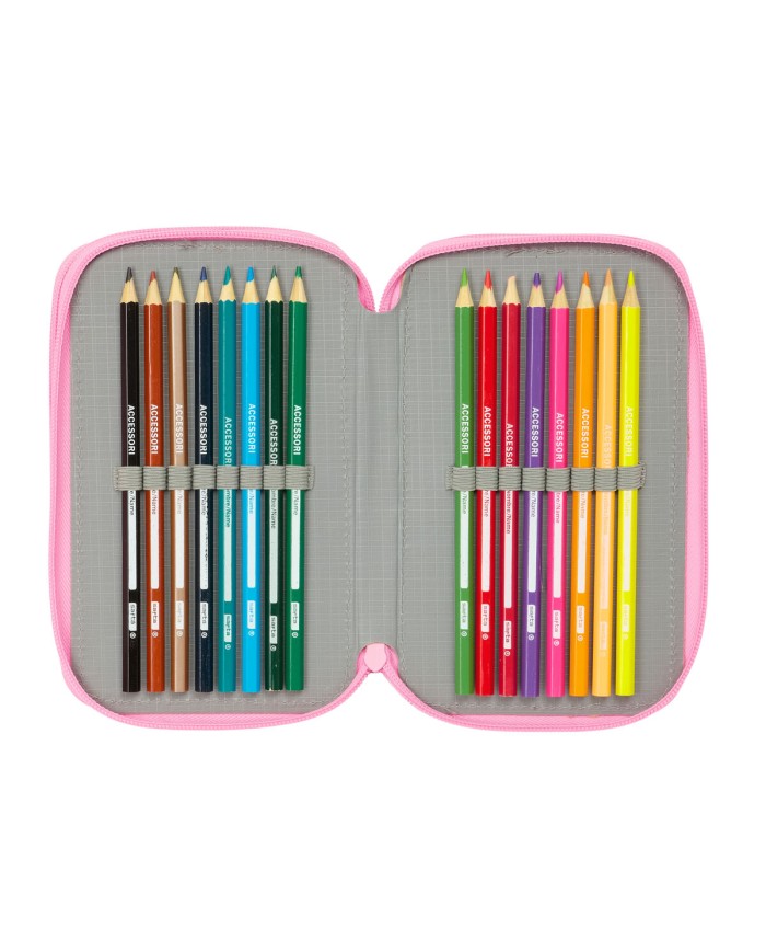 Plumier Triplo SuperKitties Rosa Turchese 12,5 x 19,5 x 5,5 cm 37 Pezzi Plumier Triplo SuperKitties Rosa Turchese 12,5 x 19,5 x 5,5 cm 37 Pezzi