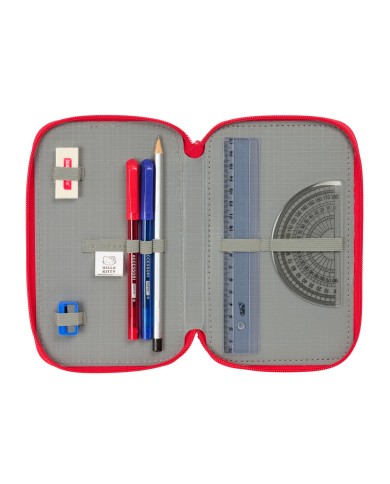 Plumier Triplo Hello Kitty Iconic Bianco Rosso 12,5 x 19,5 x 5,5 cm 37 Pezzi