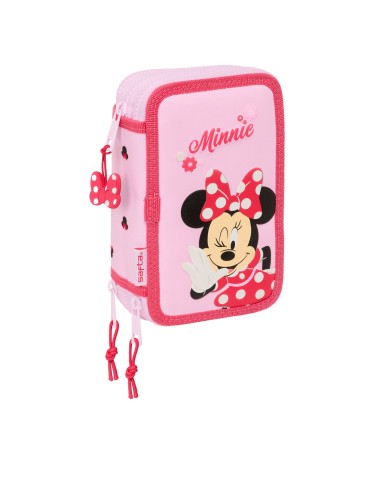 Plumier Triplo Minnie Mouse Naive Rosa 12,5 x 19,5 x 5,5 cm 37 Pezzi
