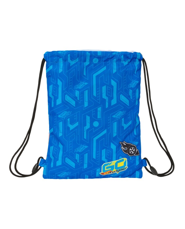 Zainetto con Cordini Hot Wheels Let's race Azzurro Nero 26 x 34 x 1 cm Zainetto con Cordini Hot Wheels Let's race Azzurro Nero 26 x 34 x 1 cm