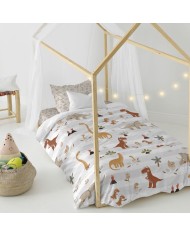 Set di copripiumino HappyFriday Moshi Moshi Dino Family Multicolore Singolo 2 Pezzi