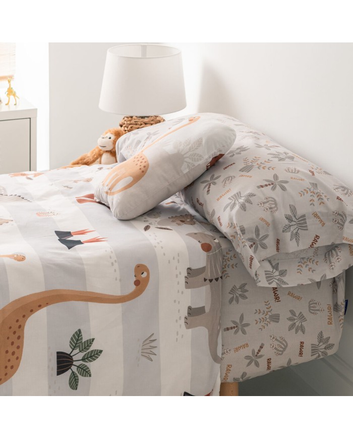 Set di copripiumino HappyFriday Moshi Moshi Dino Family Multicolore 2 Pezzi