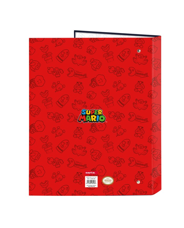 Raccoglitore ad anelli Super Mario Trick Rosso Blu scuro A4 26.5 x 33 x 4 cm