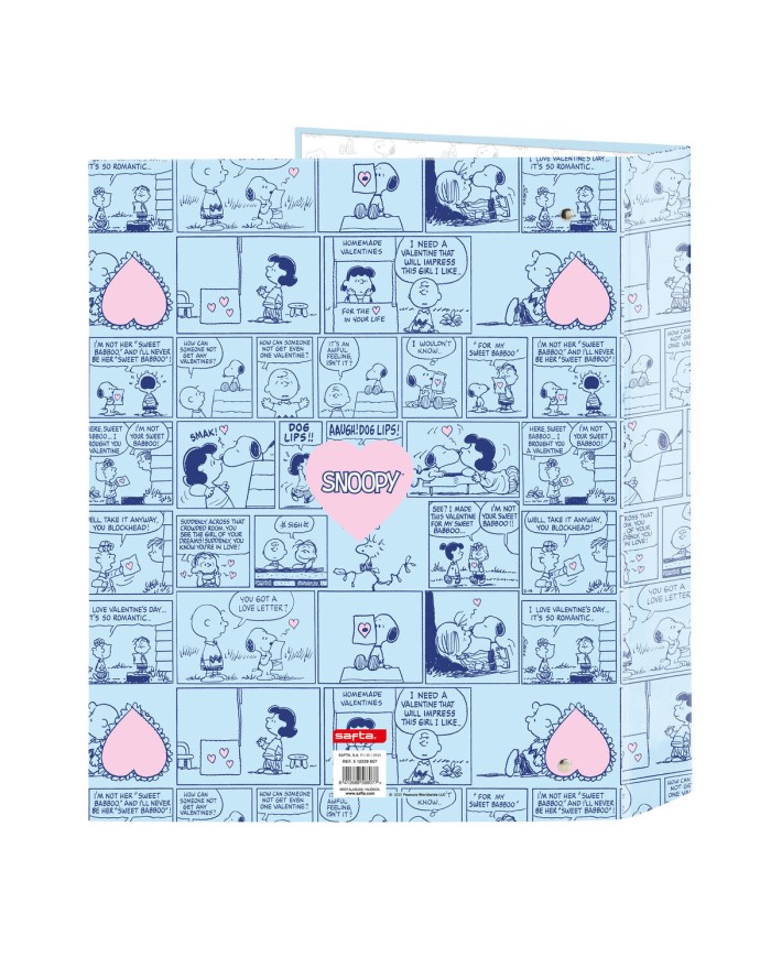 Raccoglitore ad anelli Snoopy Love Azzurro A4 27 x 33 x 6 cm