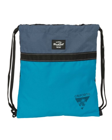 Zainetto con Cordini BlackFit8 California Azzurro Nero 35 x 40 x 1 cm